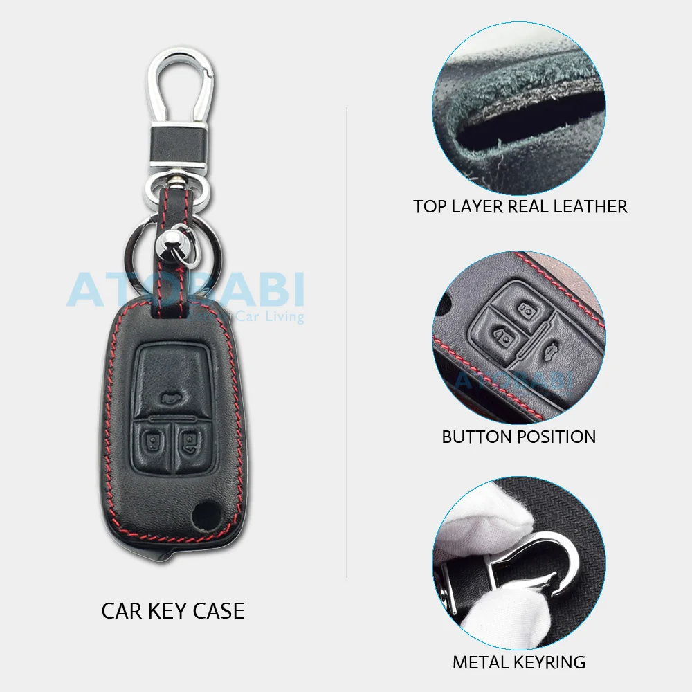 Leather Car Key Case For Chevrolet Camaro Cruze Malibu Impala Equinox Sonic Spark 2 3 4 5 Buttons Folding Remote Protector Cover