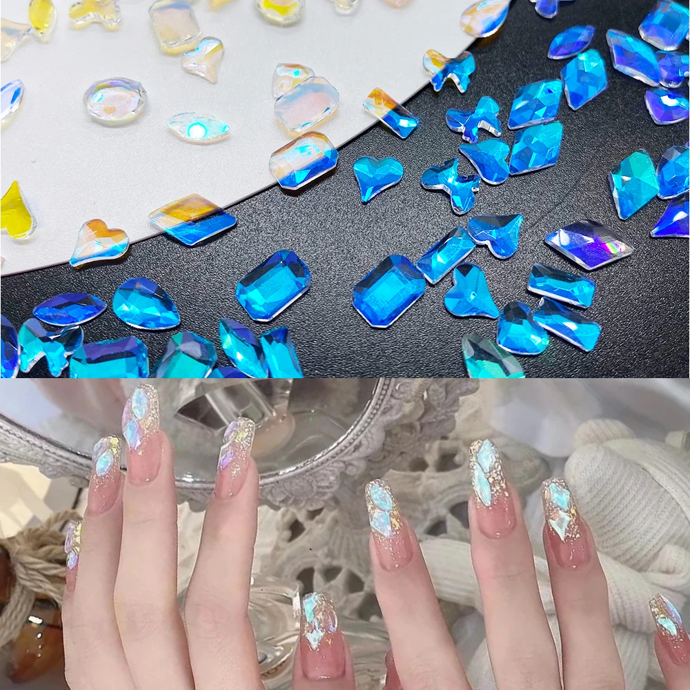 20pcs Transparent Paradise Crystal Nail Diamond Strass Glass Rhinestones 3D Nails Art Decorations Supplies Jewelry Rhinestone