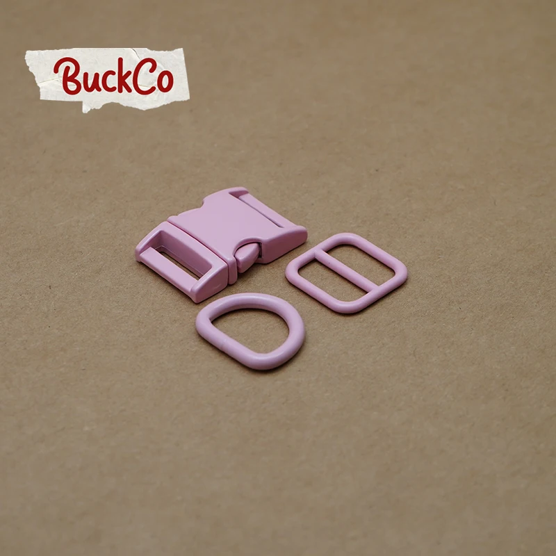 Perakende pembe 20mm dokuma dikiş sprey boya toka seti (metal toka + ayarlamak toka + D halka/seti) DIY çanta pet yaka aksesuarı