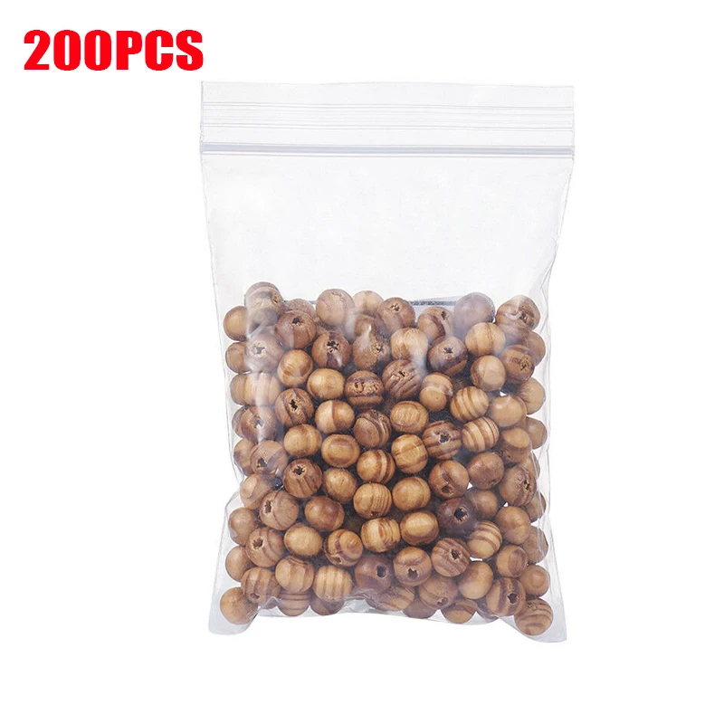 200pcs/lot 8mm Vintage Natural Big Hole Wood Beads Fit Necklace Bracelet Charm Loose Wood Spacer Beads for Diy Jewelry Making