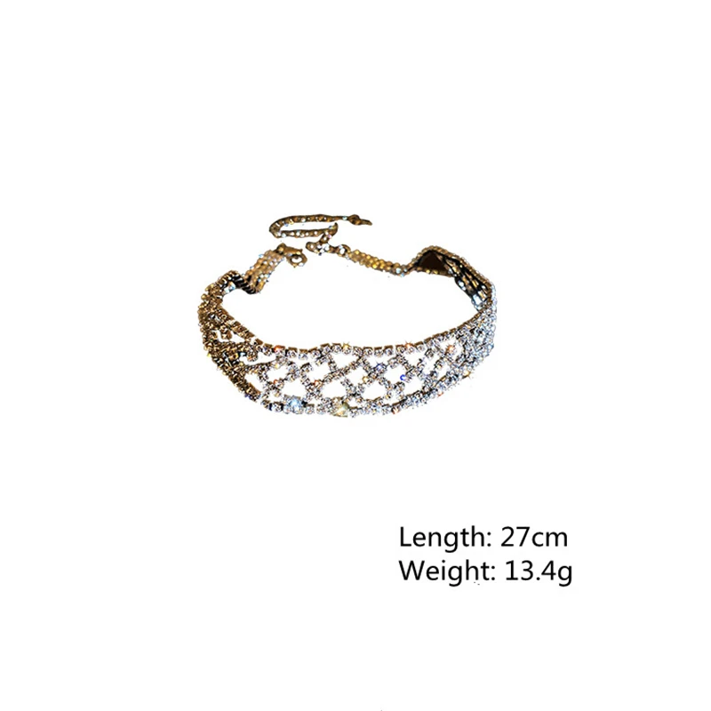 FYUAN Geometric Hollow Mesh Crystal Choker Necklaces for Women Short Chain Rhinestone Necklaces Statement Jewelry