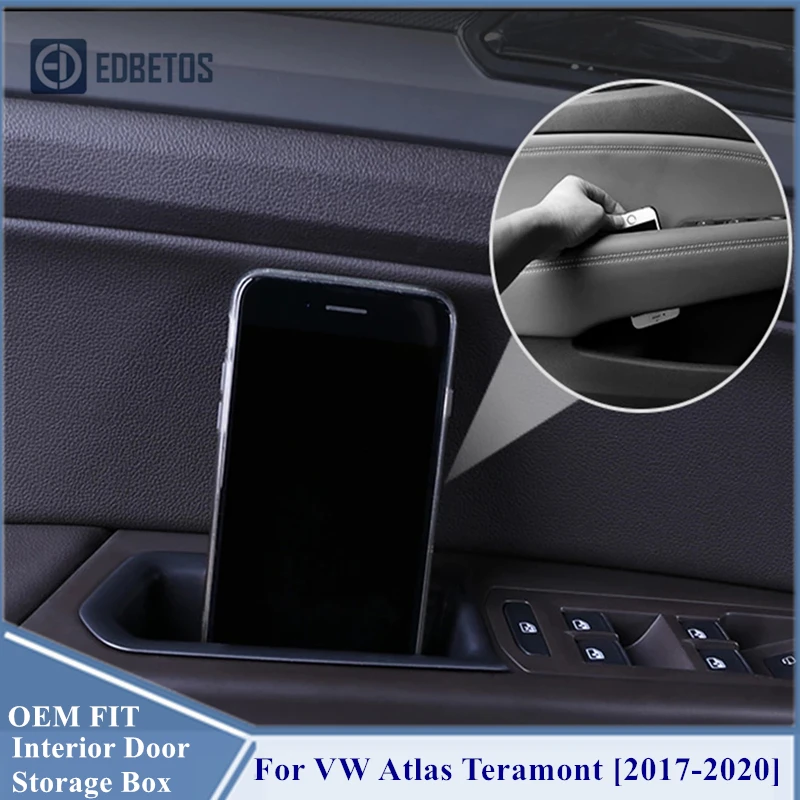 4PCS/set Car Inner Side Front Door Handle Storage Box Tray Holder For Volkswagen VW Atlas Teramont 2017 - 2020 Car Accessories