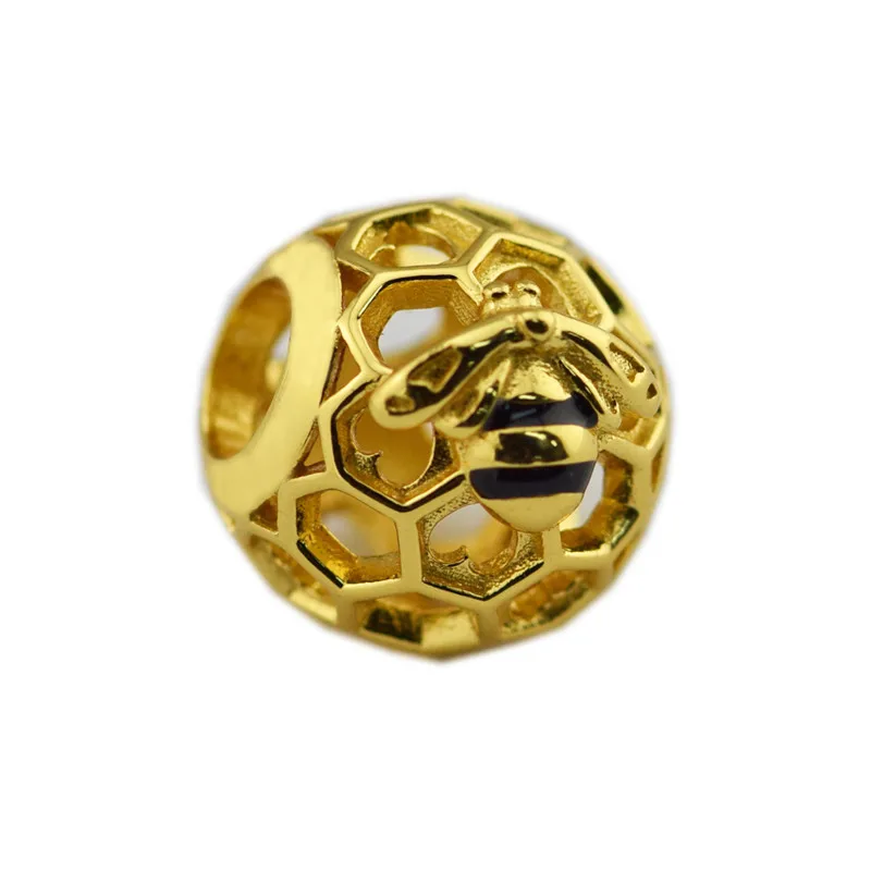 

Бусины золотого блеска Honeybee для шармов, женские браслеты из стерлингового серебра 925 пробы, ювелирные изделия золотого блеска, очаровательные бусины для изготовления ювелирных изделий