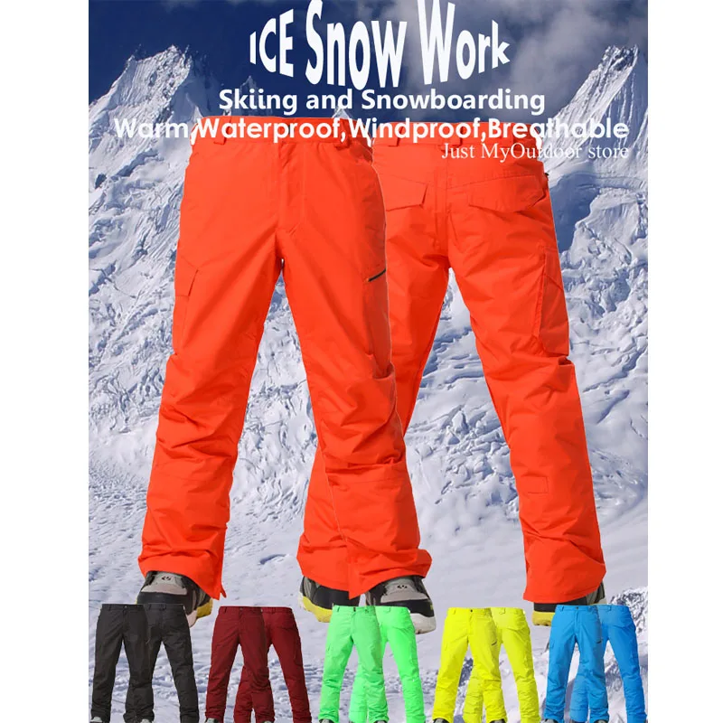 

Colors GS Brand Snow Pants Snowboarding Suit Trousers 10k Waterproof Windproof Breathable Winter Outdoor Sports Skiing for Men's