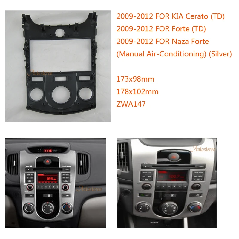 

ZWNAV 11-147 Car Radio Fascia Panel Stereo Surround Adaptor Kit for KIA Cerato (TD),Forte (TD),Naza Forte Stereo Facia