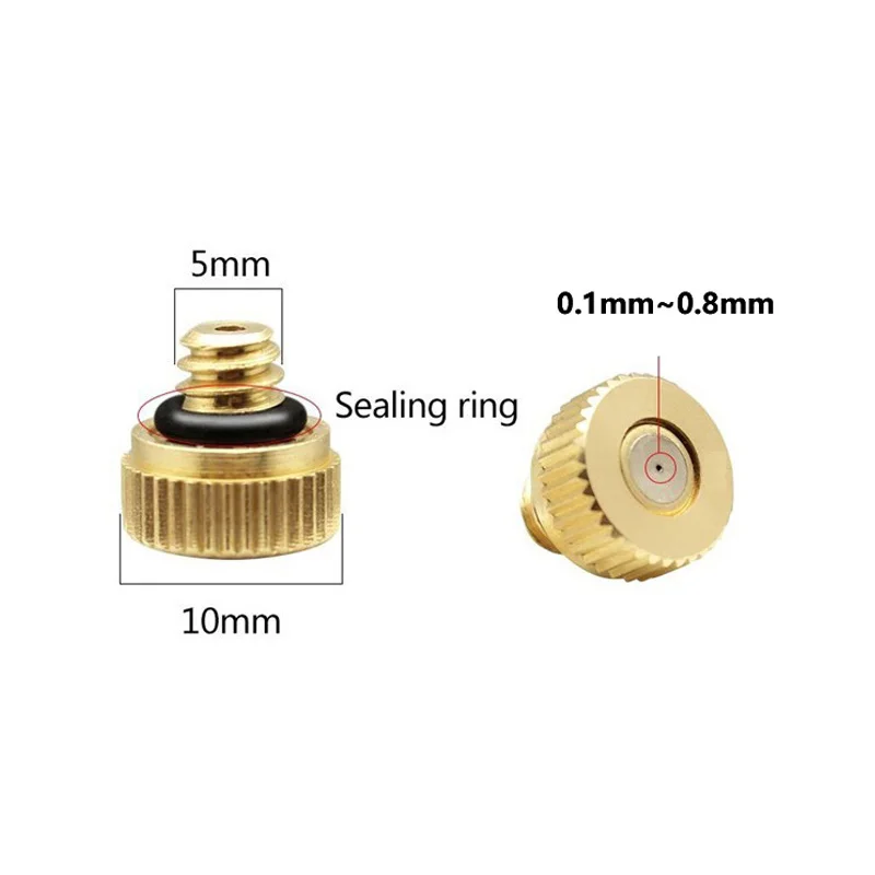 

20 Pcs/Bag Fog Mist Nozzle Low Pressure Mist Cooling Nozzle Brass Misting Nozzles Orifice 0.1-0.8MM