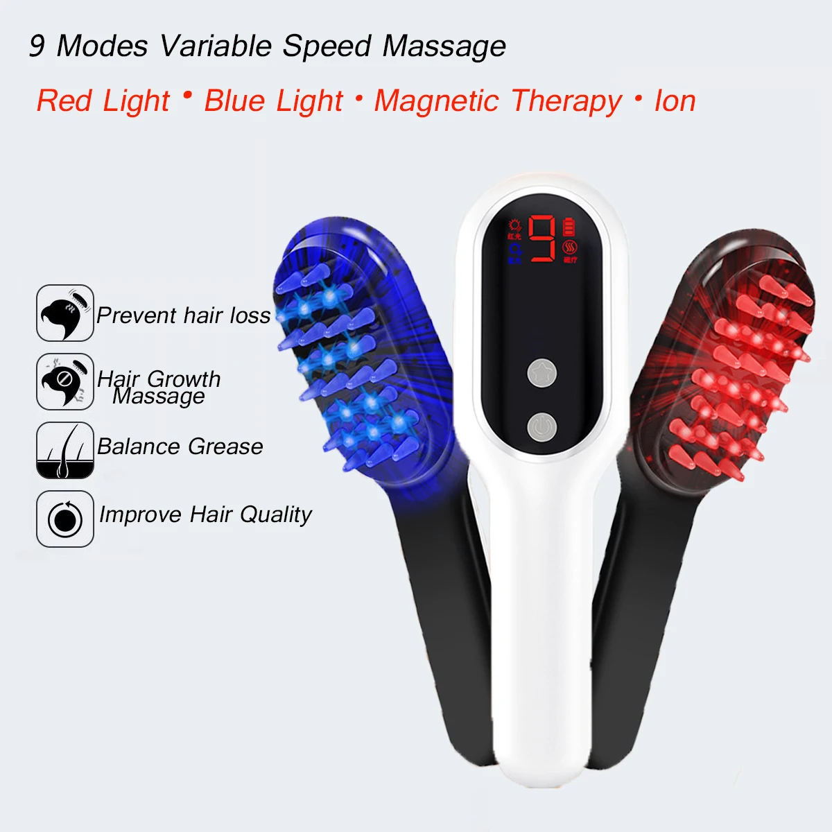 Electric Hair Growth Comb Infrared Laser Hair Care Style Anti-Hair Loss Hair Red Light Treatment Head Massager Hair Brush