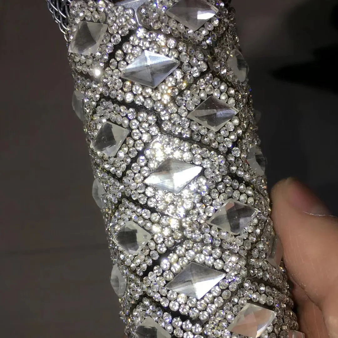 Shiny  Diamond Rhinestones Microphone Case for bar stage show prop