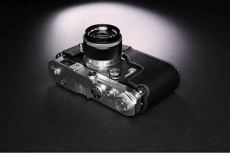 تصميم لكاميرا Canon VT/VT Deluxe/VI-T مصنوعة يدويًا من الجلد الطبيعي وحقيبة كاميرا نصف حقيبة