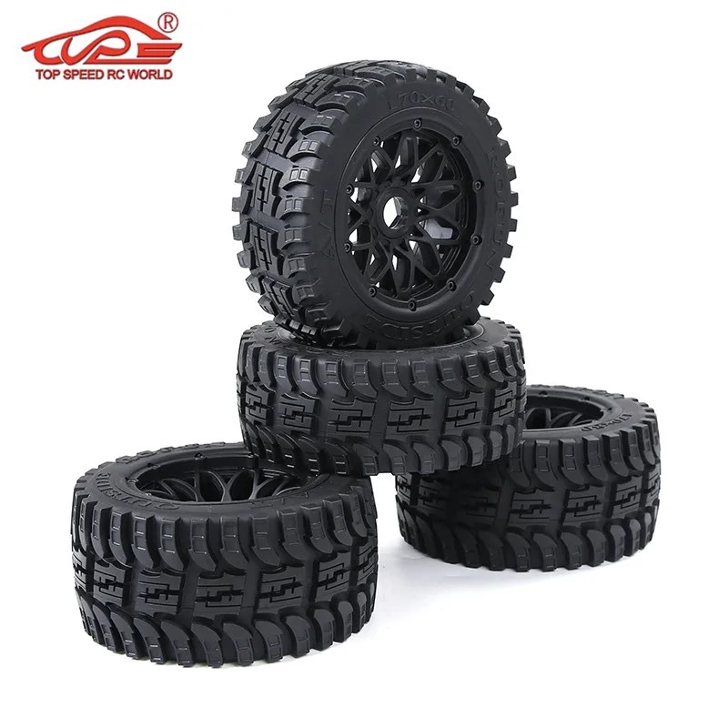 All-terrain Front Rear Wheel Tire Assembly 4pc/set Fit for 1/5 HPI ROFUN ROVAN KM Mcd Redcat BAJA 5B Rc Car Toys Parts