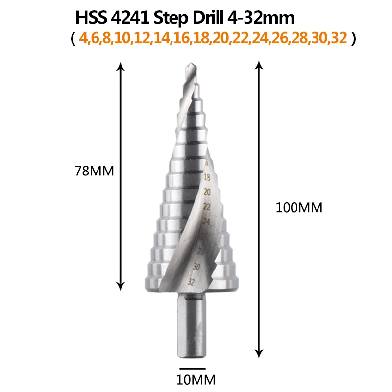 Dreanique Step Drill Bit and Dill Bit Set  4-12 4-20 4-32 HSS 4241 Drilling Power Tools for Metal Wood Hole Cutter Cone Drill