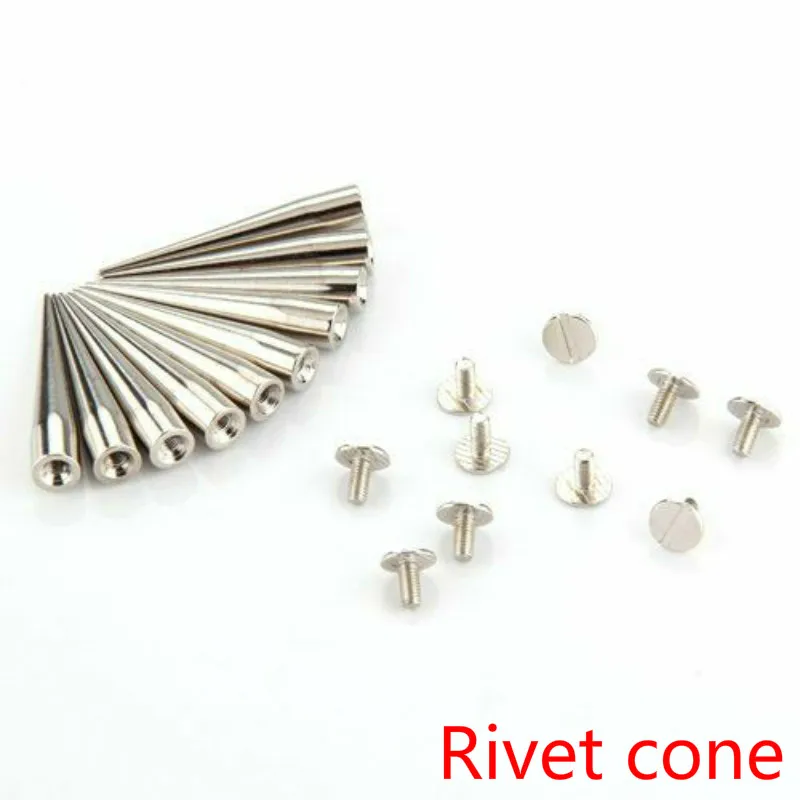 10 sets of 40X7mm Silver Cone Studs And Spikes Craft Cool Punk Garment Rivets For Clothes Bag Shoes Leather craft decorations.