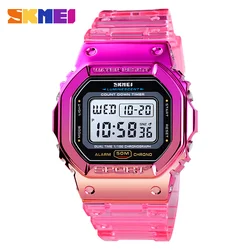 SKMEI Fashion Colorful Watch Men Women Fashion Transparent Sports Wrist Watches Casual Waterproof Cold Light Stopwatch