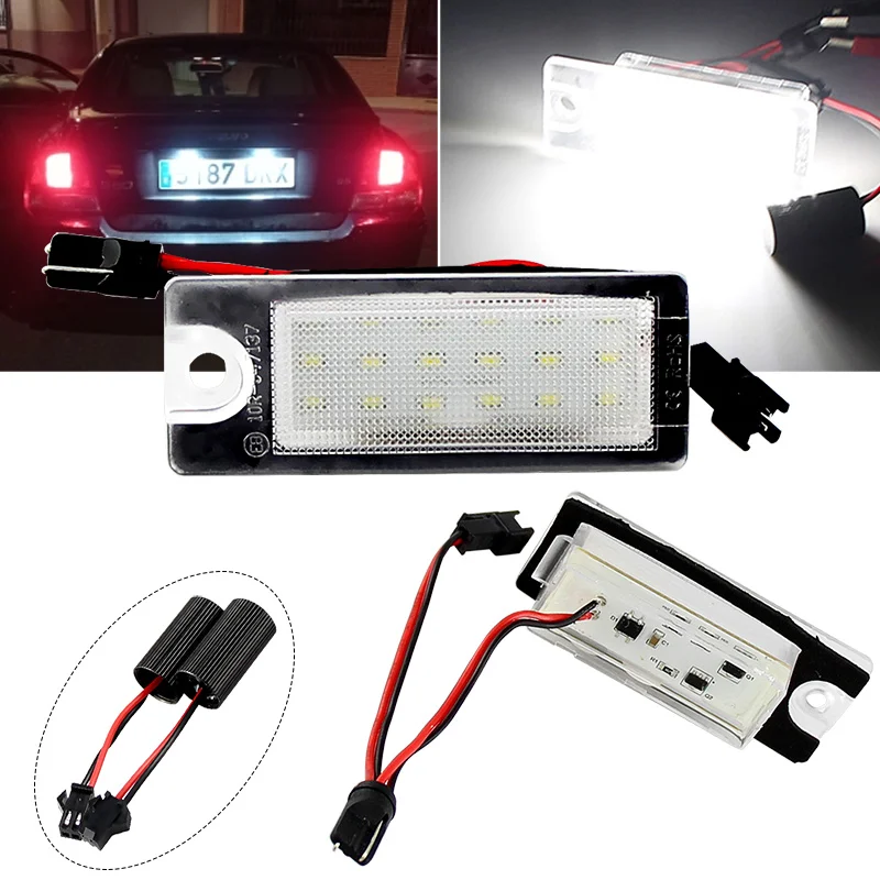 2Pcs LED License Plate Lights 18 Car Number LEVED License Plate Lamp Light for Volvo S80 99-06 S60 V70 XC70 XC90 Car Accessories