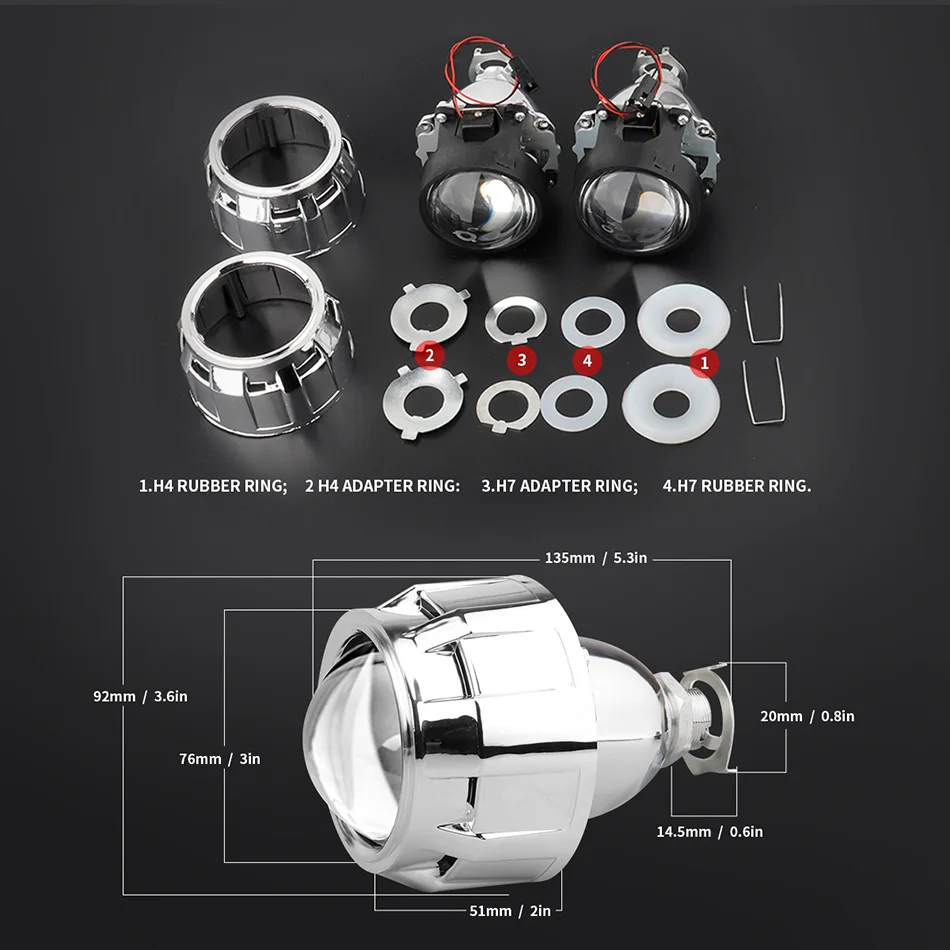 KAFOLEE-Mini Bi Xenon HID, lentes de Faro de proyector, Retrofit Fit, H4, H7, H11, 2,5, H8, lámpara de cabeza de coche, cubiertas de pistola, 1x9005
