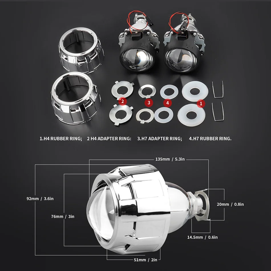 KAFOLEE 1x2.5 calowy Mini Bi Xenon schowany reflektor projektora soczewki zmodernizowane H4 H7 H11 9005 H8 przedni reflektor samochodowy Gun