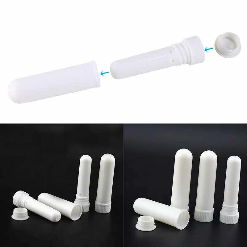 5/10/25 piece white plastic blank aromatherapy inhalation tube stick nasal container with wick essential oil nasal container