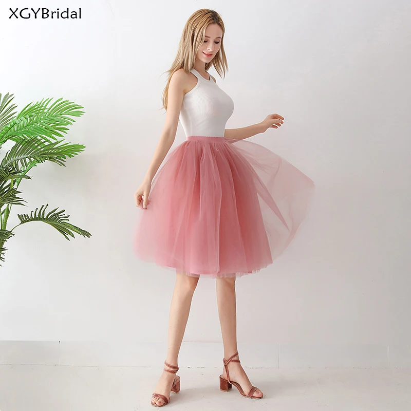 Jupe Tutu plissée en Tulle, 5 couches, 60cm, mode femmes, printemps et été, jupe de demoiselle d'honneur pour mariage