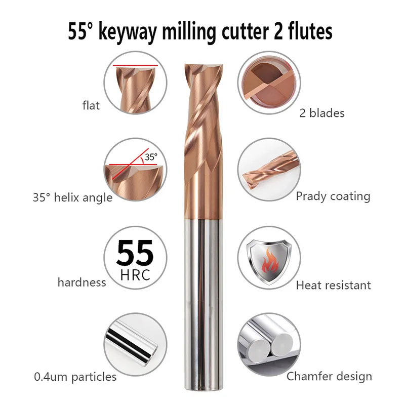 كربيد نهاية مطحنة 2F 2 الناي التنغستن الصلب قاطعة المطحنة باستخدام الحاسب الآلي EndMill الوجه راوتر بت فتحة معدنية أداة