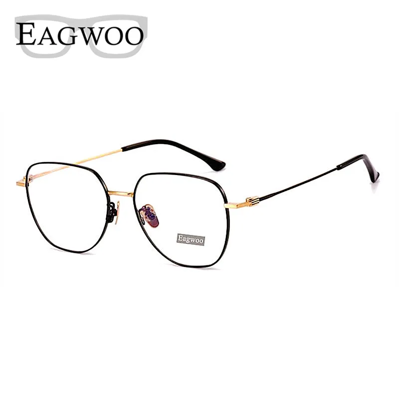 Pure Titanium Eyeglasses Women Glasses Designed Full Rim Square Spectacle Vintage Style Fashion Big Size Frame