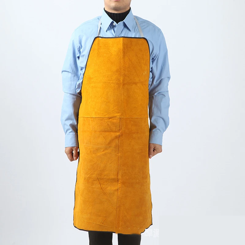 Full Cowhide Leather Electric Welding Apron Bib Blacksmith Yellow Welding-Safety Clothing Free Shipping 2024 New