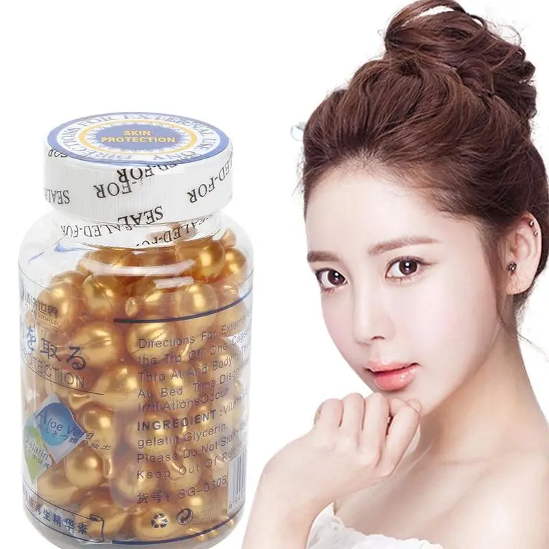 90Pcs/bottle Korean Vitamin E Extract Capsules Anti-wrinkle Whitening Cream Ve Serum Facial Freckle Capsul Girl Makeup Skin Care