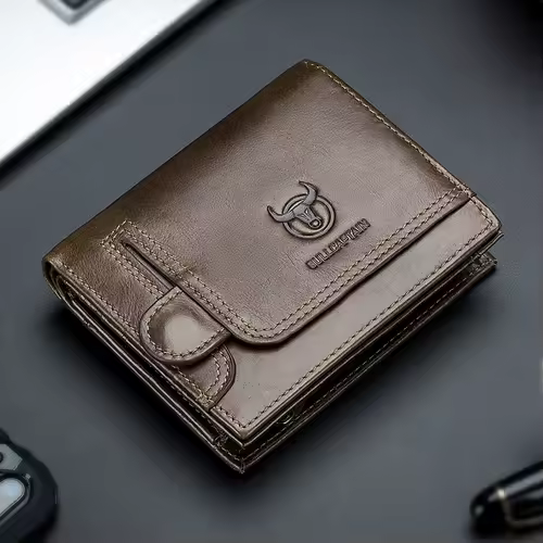 BULLCAPTAIN 100% Genuine Leather Men's Rfid Wallet Multifunctional Storage Bag Coin Purse Wallet Card Case - Image 2