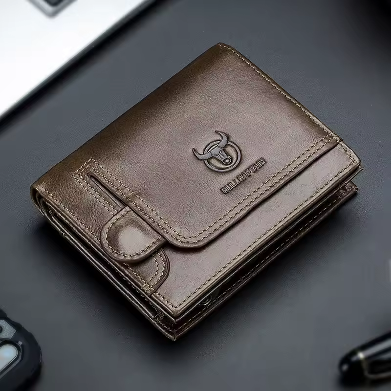 BULLCAPTAIN 100% Genuine Leather Men's Rfid Wallet Multifunctional Storage Bag Coin Purse Wallet Card Case - Image 2