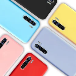 Shockproof Case For OPPO A91 F15 Soft Silicon Back Cover For Reno 3 Plain Color Phone Case for Oppo F15 CPH2001 f 15 Luxury Capa