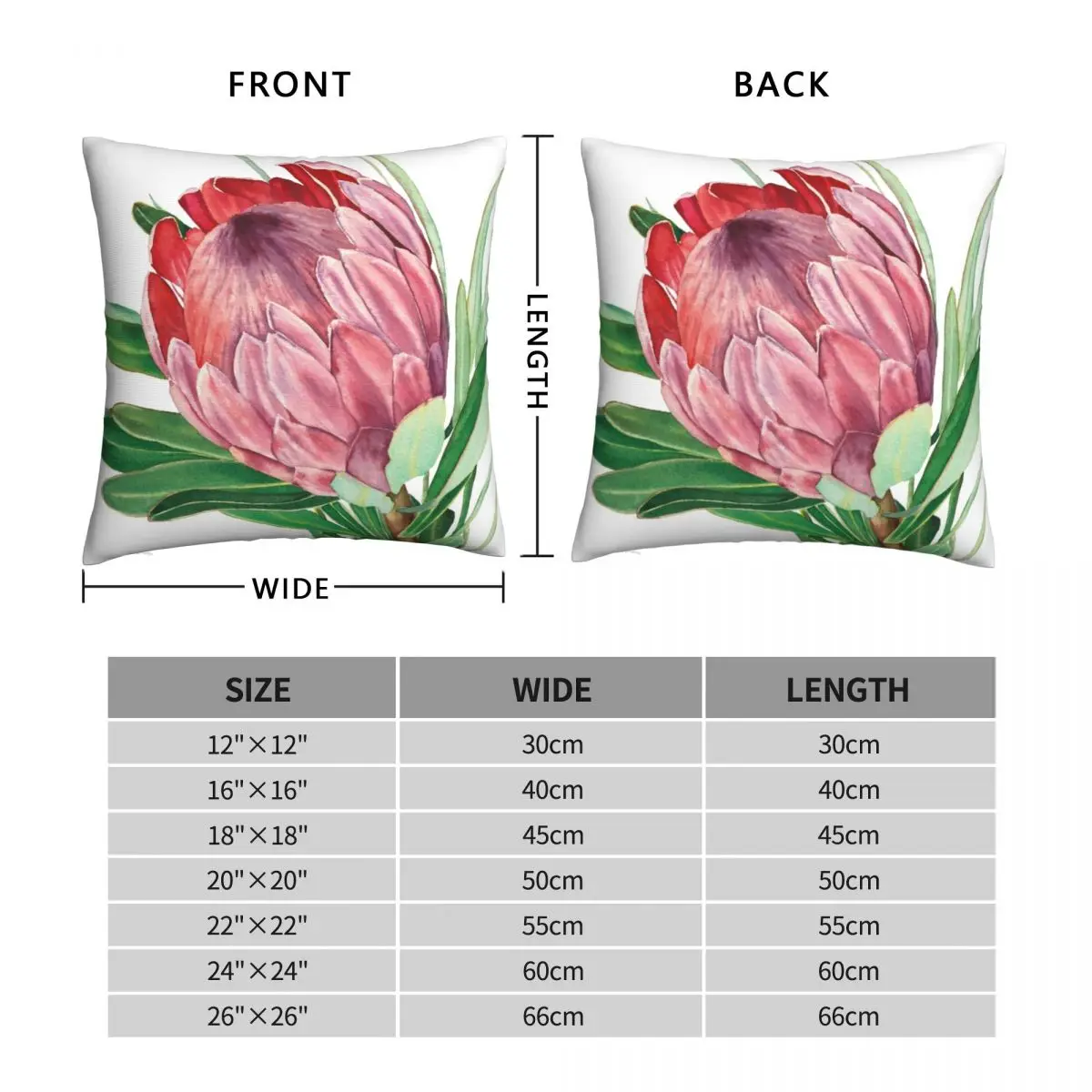 Watercolor Protea Flower Pillowcase Polyester Linen Velvet Creative Zip Decor Throw Pillow Case Home Cushion Cover 18