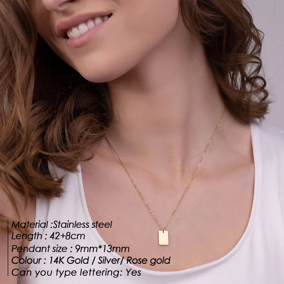 JUJIE Stainless Steel Combination Square Pendant Necklace Female Multilayer Chain Couples Jewelry Wholesale/Dropshipping