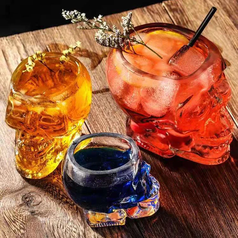 Halloween Household Skull Head Glass Teacup  Transparent Crystal Coffee Juice Mug Drinking Bar Club Whiskey Wine Beer Cup