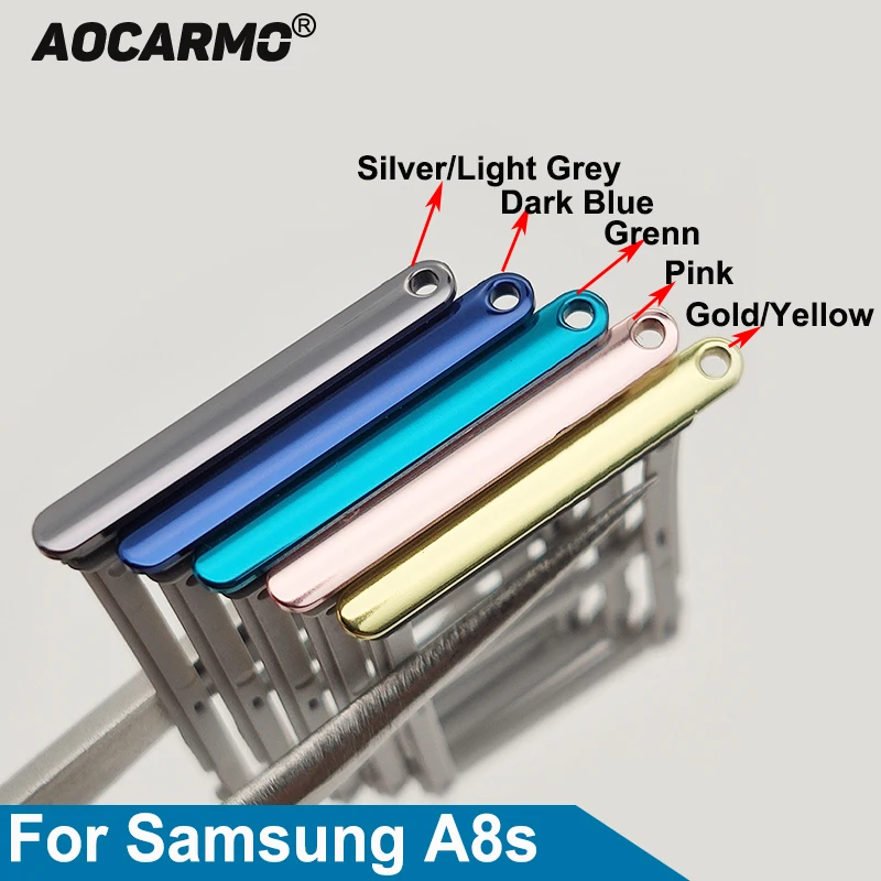 Aocarmo Sim Card MicroSD Holder Nano SIM Card Tray Slot For Samsung Galaxy A8s SM-G8870 Replacement Part