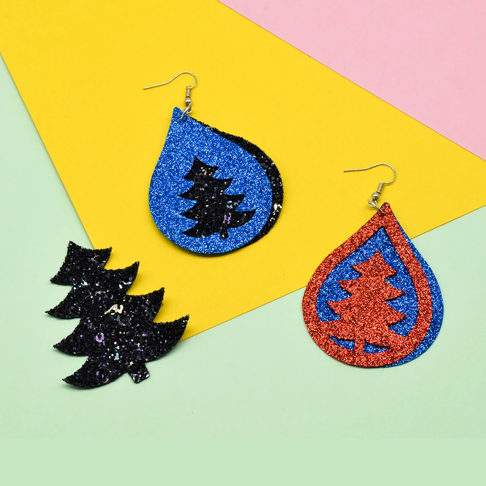 أقراط شجرة عيد الميلاد محلية الصنع، سكرابوكينغ خشبية مقطوعة بالقالب، أدوات جلدية مصنوعة يدويًا لآلات النار الكبيرة، جديد! #3