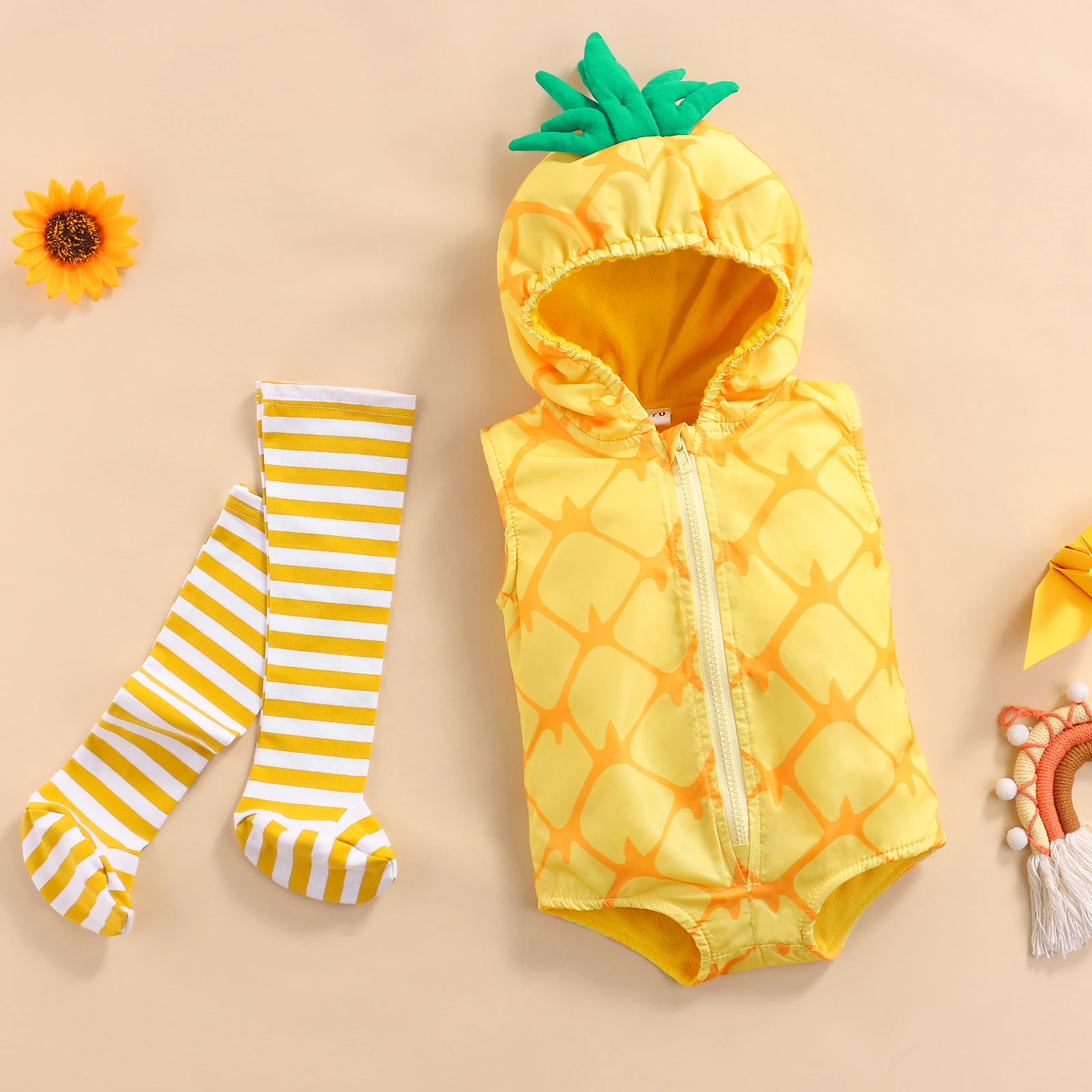 Ma&Baby 0-24M Pineapple Baby Romper Newborn Infant Boy Girl Jumpsuit Party Birthday Clothes With Leg Warmers Baby Costume