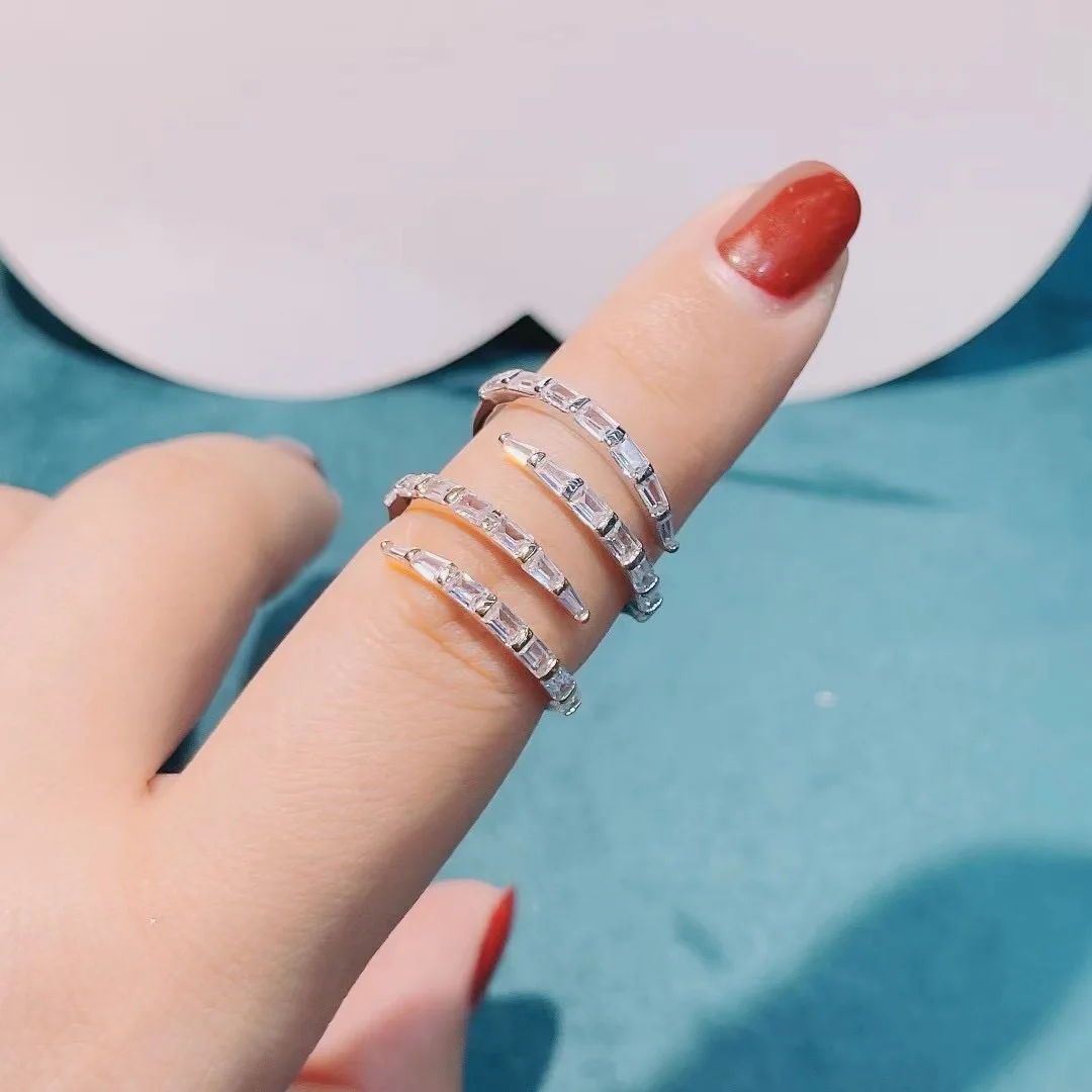 

Роскошные элегантные бразильские начальные штабелируемые кольца 2 линии для женщин, свадебное кольцо с регулировкой пальца CZ, пляжные украшения J1914