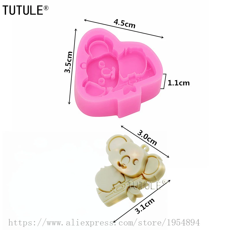 New glossy cute little animal koala earrings jewelry silicone mold, bear epoxy polymer clay jewelry accessories molds