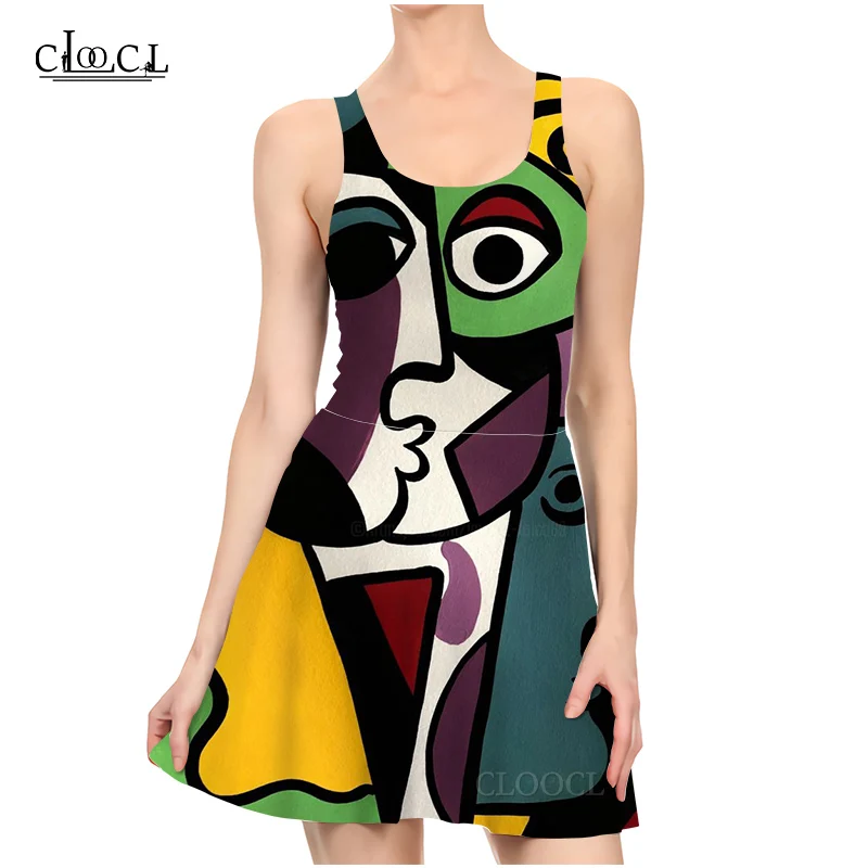 CLOOCL Neue Geometrische Kunst Muster 3D Druck Frauen Casual Mode Ärmellose Neue Sexy Schlank 2021 Sommer Kleid