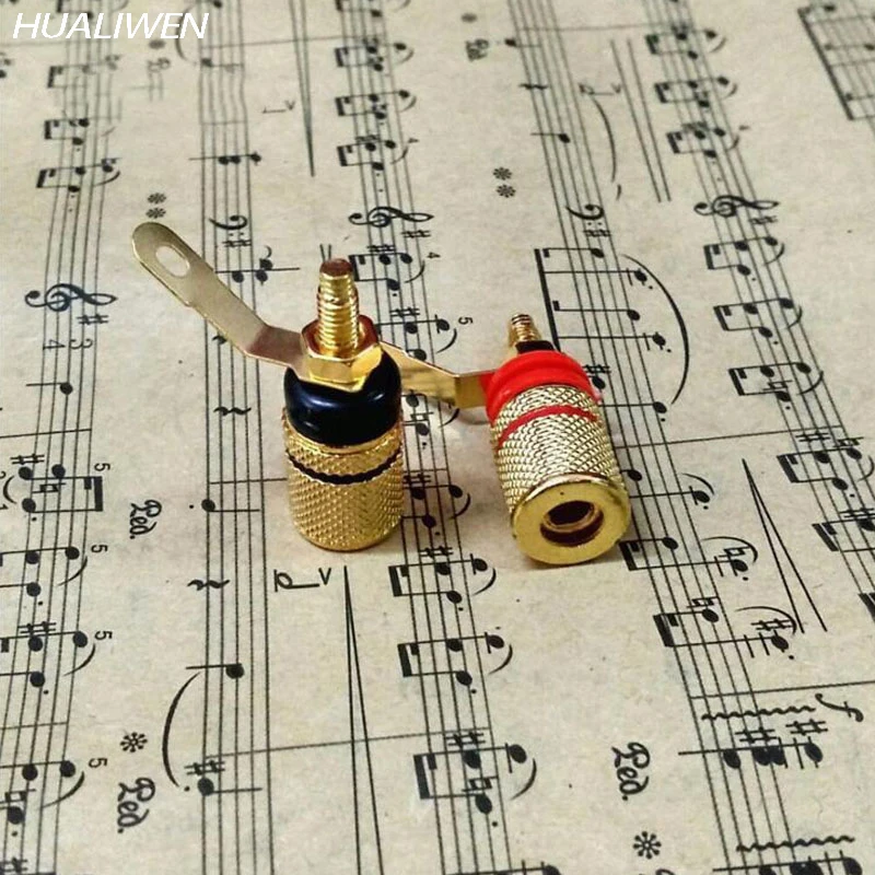 

2pcs Gold Plated Amplifier Speaker Terminal Binding Post Banana Plug Socket Connector Suitable for 4mm banana plugs