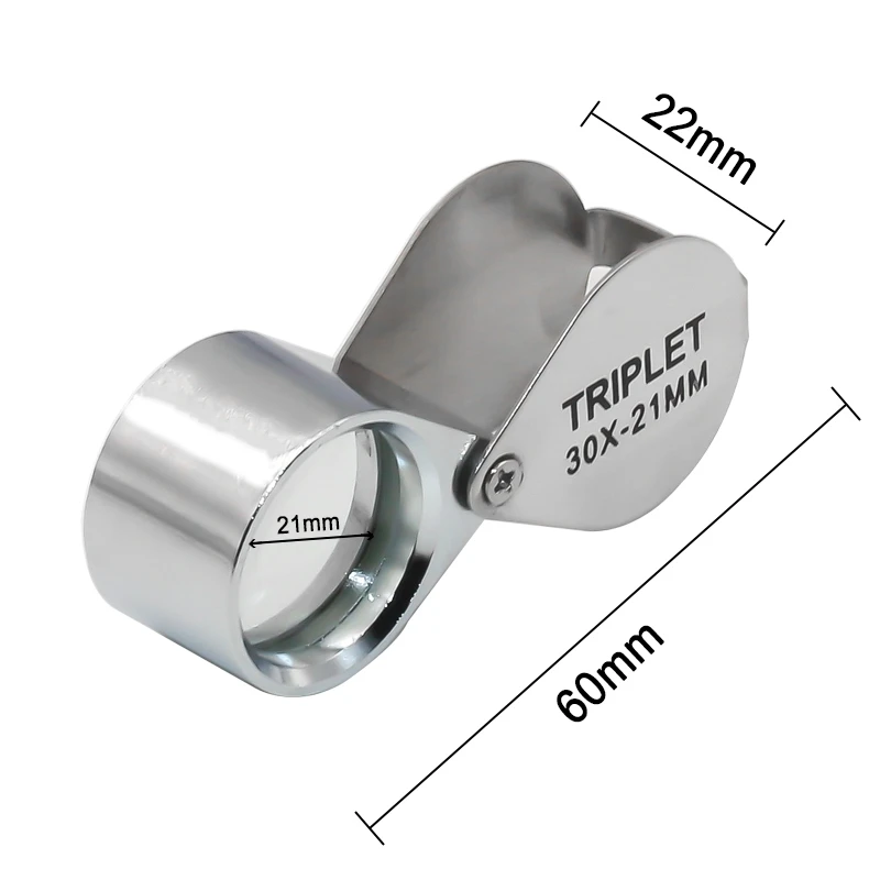 Loupes pliantes 30X, microscope de poche Lupas Outils à main pour l\'identification des bijoutiers Métal Argent 30*21mm