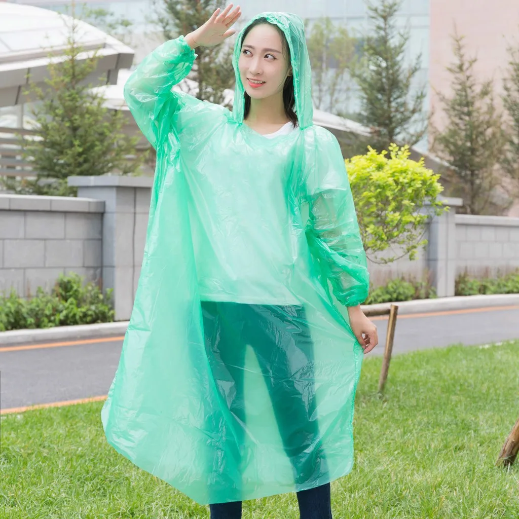 Rain Cover Portable Raincoat Disposable Outdoor Clear Raincoat Waterproof Hiking Camping Hood Carry A Hooded Rain Coat