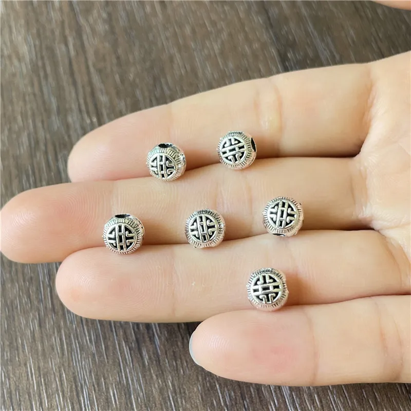 JunKang Zinc Alloy Amulet Chinese Knot Wheel Spacer Bead DIY Bracelet Necklace Jewelry Connector Making Supplies Accessories