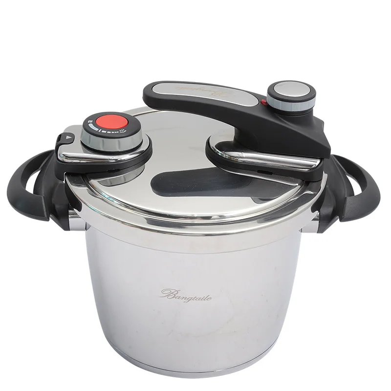 2 Levels Of Adjustment Rotary Switch Pressure Cooker Gas Induction Cooker Universal 6L Stainless Steel Kitchen Dual-use Soup Pot