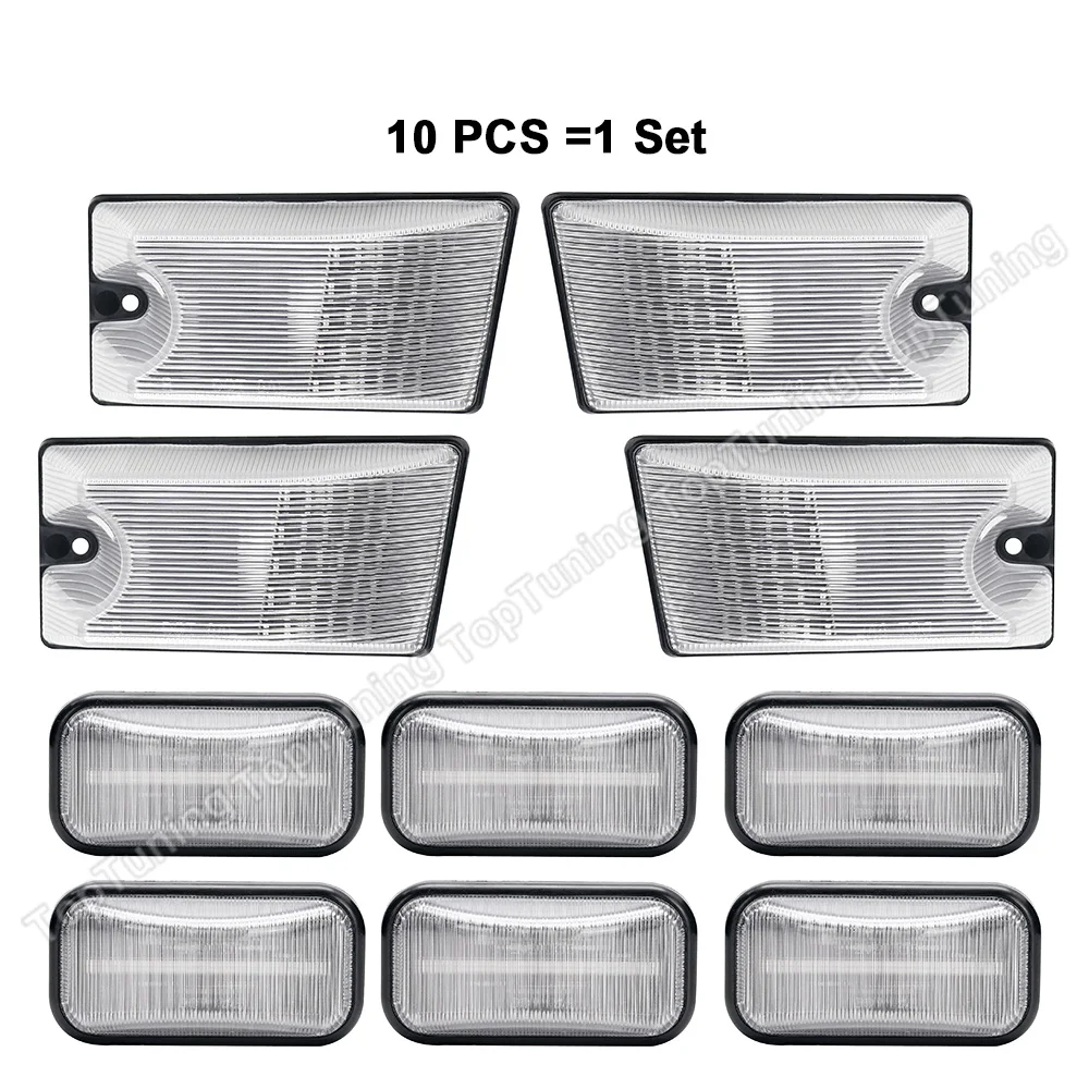 10X Yellow Red LED Cab Roof Light Kit For Hummer H2 2003 2004 2005 2006 2007 2008 2009 H2 SUT 2005-2009 Smoke/Clear Marker Lamp