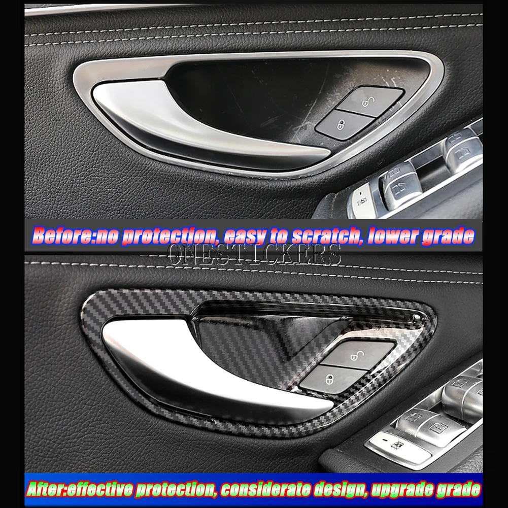 For Mercedes Benz C Class W205 E Class W213 GLC X253 2015-2021 Car Styling Accessories Door Inner Handle Bowl Cover Trim Frame