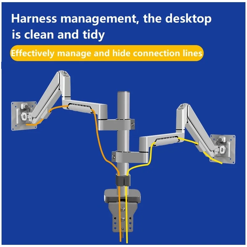 Imagem -02 - Suporte Duplo da Montagem do Desktop do Monitor para 14 a 32-polegada Telas Lcd Rotação & Inclinação Ajustável Dois-braço Suporte de Mesa da Tevê Suporte pc H11