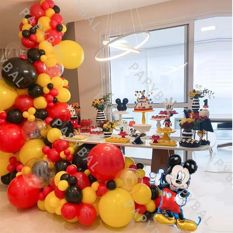 131Pcs Disney Mickey Mouse Theme Party  Balloon Arch Garland Kit Baby Shower Balloon Decoration Kids Birthday Party Supplies