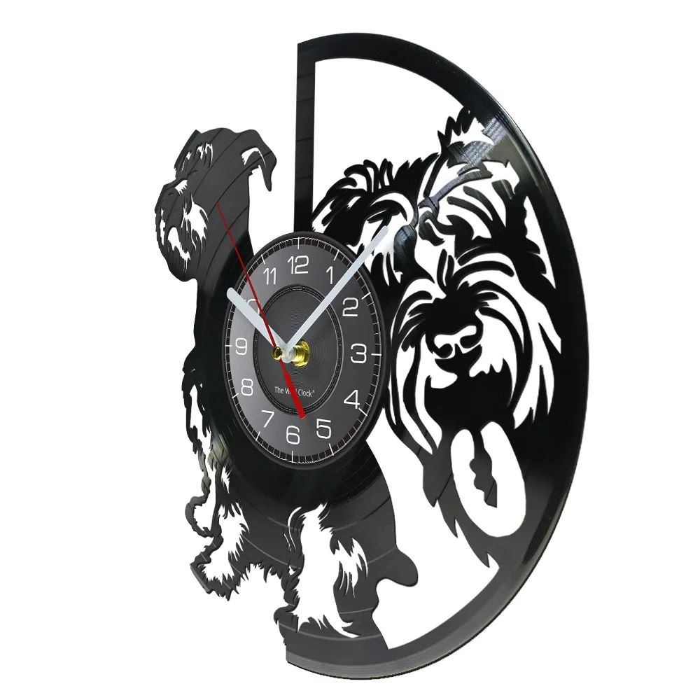 Mini Miniature Schnauzer Dog Silhouette Vinyl Record Wall Clock Donald German Breed Of Bristle Dog Home Decor Wall Decor Watch