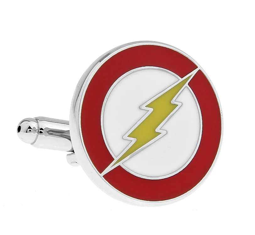 Superheroes Design Flash Cufflinks Quality Brass Material Red Color Cuff Links Wholesale & Retail