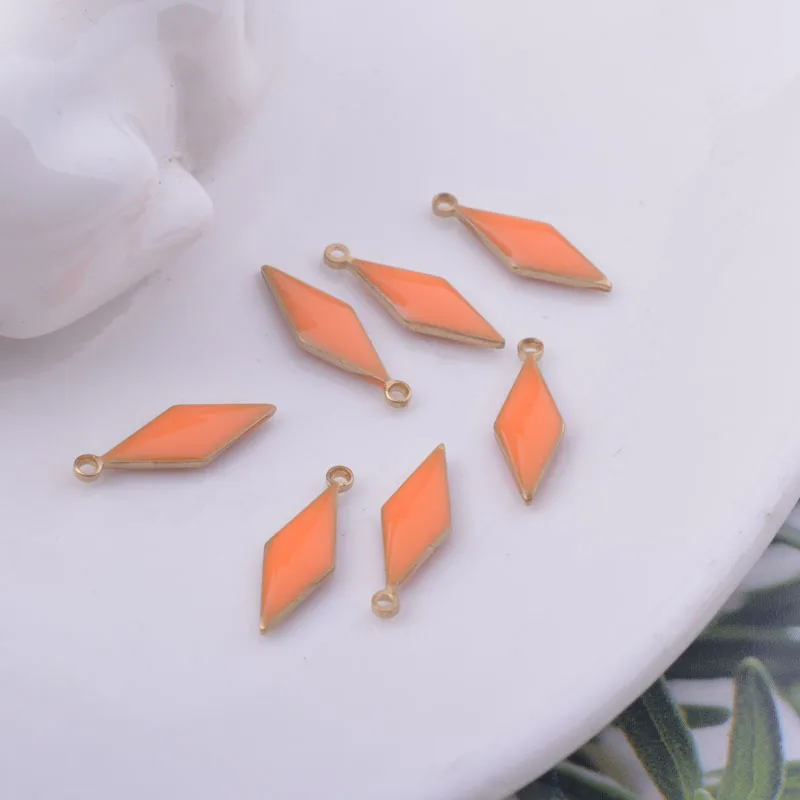 30 Stück 5*16mm Kupfer-Geometrie-Anhänger Beidseitig Emaillierte Rhombus-Charms für DIY-Schmuck- und Ohrringherstellung – Detail 5